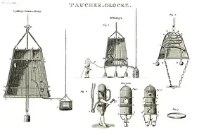 Halley: technics, diving bell, by Spalding, Edmund Halley