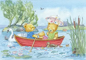 Teddies: Teddies Boating ' in red rowing boat
