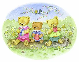 Primroses: Teddies eating Easter eggs