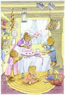 Icing: Teddies Icing a Birthday Cake