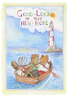 Teddies: Teddies rowing towards a lighthouse