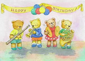 Cymbals: Teddy Bear Band with Birthday banner