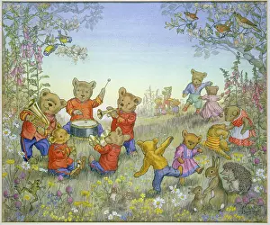Cymbals: Teddy Bear Band - in a meadow with flowers