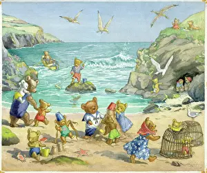 Medici Society (molly Brett): Teddy Bear Beach - print MAS 855