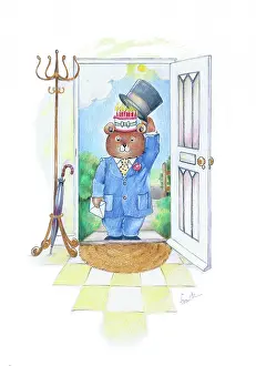 Reveal: Teddy bear with birthday cake under his hat