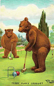 Pillard: Teddy bear playing croquet