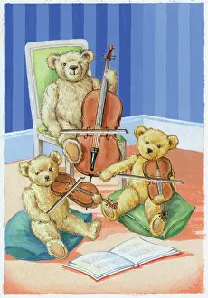 Violins: Teddy Bear Trio playing cello and violins