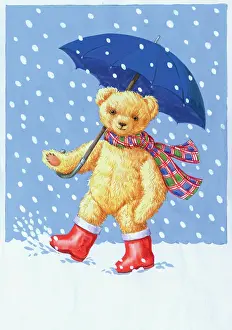 Brolly: Teddy Bear with umbrella and wellington boots