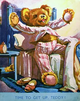 Pyjamas: Teddy bear waking up and stretching