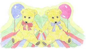 Double Sided: Two Teddy Bears with Balloons