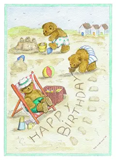 Sandcastle: Teddy Bears on the Beach