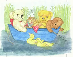 Sturdy: Three Teddy Bears in a Boat