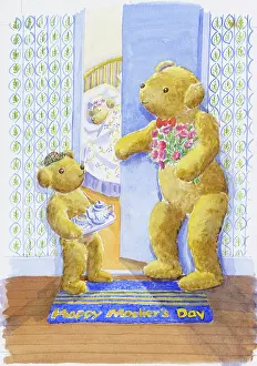 Kaoru: Teddy Bears bringing tea to mother bear in bed