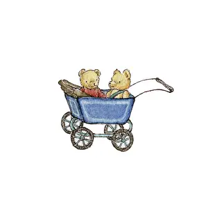 Miyuki: Two teddy bears in a pram