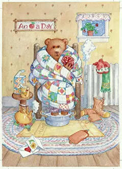 Pail: Teddy Wrapped in a duvet