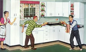 Cleans: Teens Help with Dishes