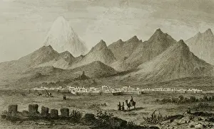 Iranian: Tehran. Panoramic of the city and Elburz mountain range