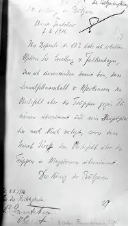 Correspondence: Telegram of the King of Bulgaria, 1916