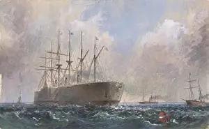 Telegraphic: Telegraph Cable Fleet at Sea, 1865, 1865?66, Watercolor