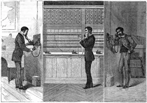 Ader: Telephone: man on left is making call which passes