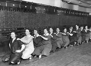Gymnastic: Telephone operators doing gymnastics, 1928