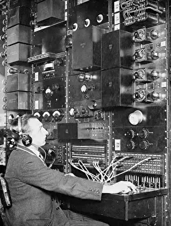 Switchboard: Telephone switchboard in London, 1927