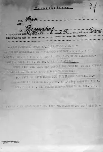 Enforcement: Telex regarding the execution of Alois Geiger, 1943