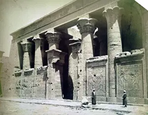 1852: Temple of Edfu, Pillars of Hathor, in Egypt. 1852