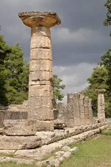 Ilia: Temple of Hera (Heraion). 6th century B.C.. Doric column. Sa