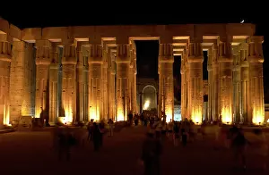 Nocturne: Temple of Luxor. Night view of the hypostyle. Egypt