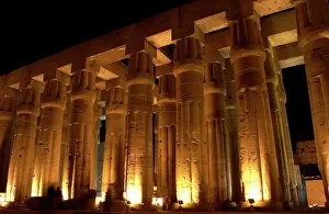 Nocturne: Temple of Luxor. Night view of the hypostyle. Egypt