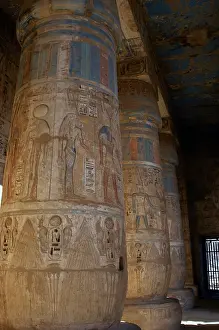 Ramesses: Temple of Ramses III. Columns decorated with polychromed rel