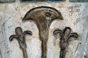 Lotus: Temple of Ramses III. Papyrus. Relief. Egypt