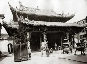 Shanghai: Temple in Shanghai, China circa 1880s