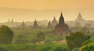 Myanmar: Temples and pagodas at sunset, Plain of Bagan, Myanmar