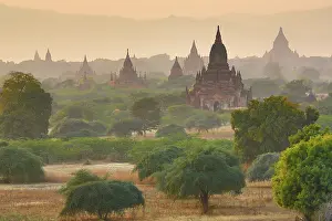 Myanmar: Temples and pagodas at sunset, Plain of Bagan, Myanmar