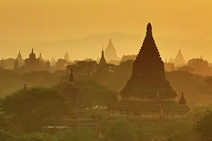 Myanmar: Temples and pagodas at sunset, Plain of Bagan, Myanmar
