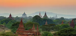 Myanmar: Temples and pagodas at sunset, Plain of Bagan, Myanmar