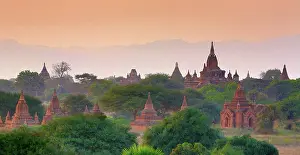 Myanmar: Temples and pagodas at sunset, Plain of Bagan, Myanmar