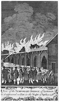 Aflame: The Temporary London Bridge on fire