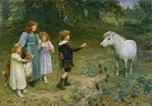 Tempting: A Tempting Bait ' boy offering apple to pony