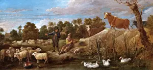 Vitoria: Teniers - Landscape with two shepherds, cattle and ducks