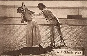 Devote: Tennis Couple having fun at the net