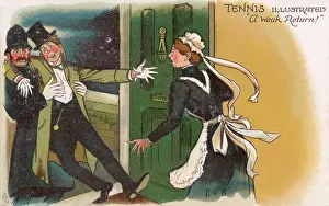 Toff: Tennis Illustrated - Comic Postcard - A Weak Return