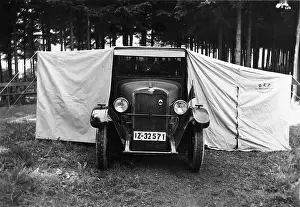 Garage: Tent garage for the car, 1929