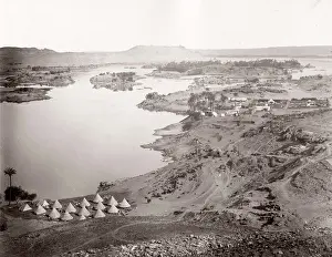 Tented: Tented camp along the River Nile, Egypt, c.1880's