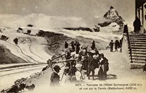Kulm: Terrace of the Gornergrat Hotel with view of Matterhorn