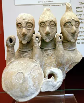 Bodied: Terracotta figure of three-bodied warrior. Cyprus. 7th centu