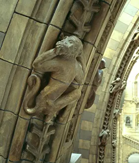 Moulding: Detail of terracotta moulding of a monkey