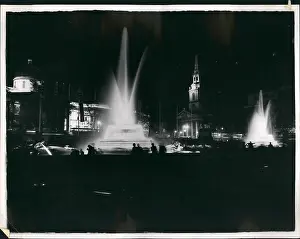 Floodlighting: Test of Coronation floodlighting, Trafalgar Square, London